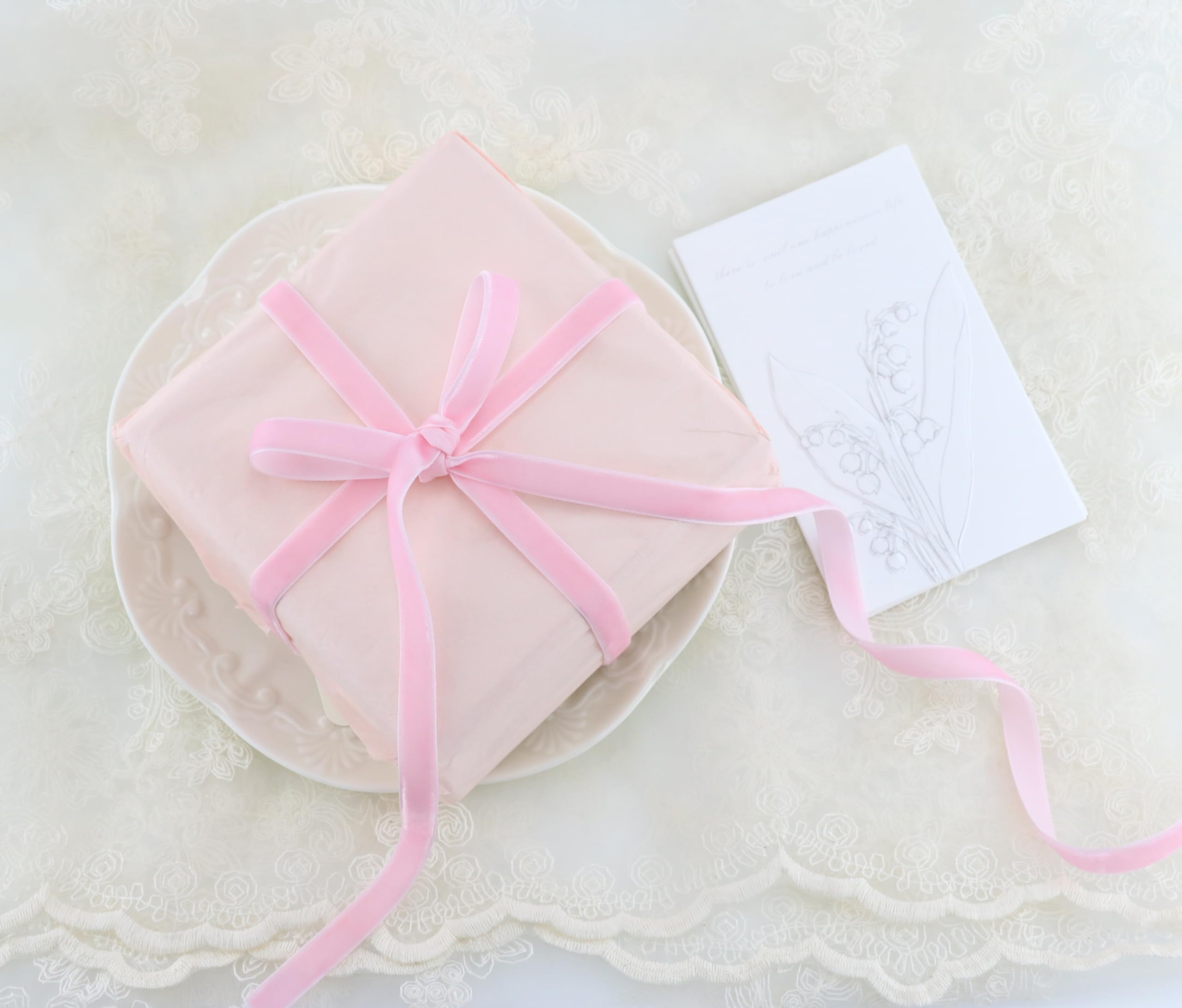 Amazon.com: DINDOSAL Pink Velvet Ribbon 3/8 Inch Single Face Thin