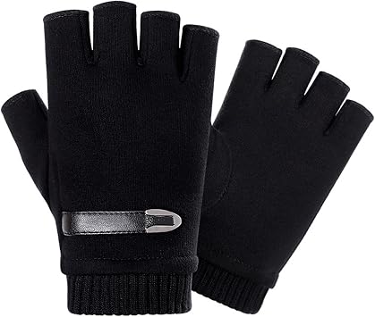 JIAHG Fitness Half Finger Gloves Thickened with Fleece Lining Fingerless Gloves for Men Outdoor Sports Cycling Accessories