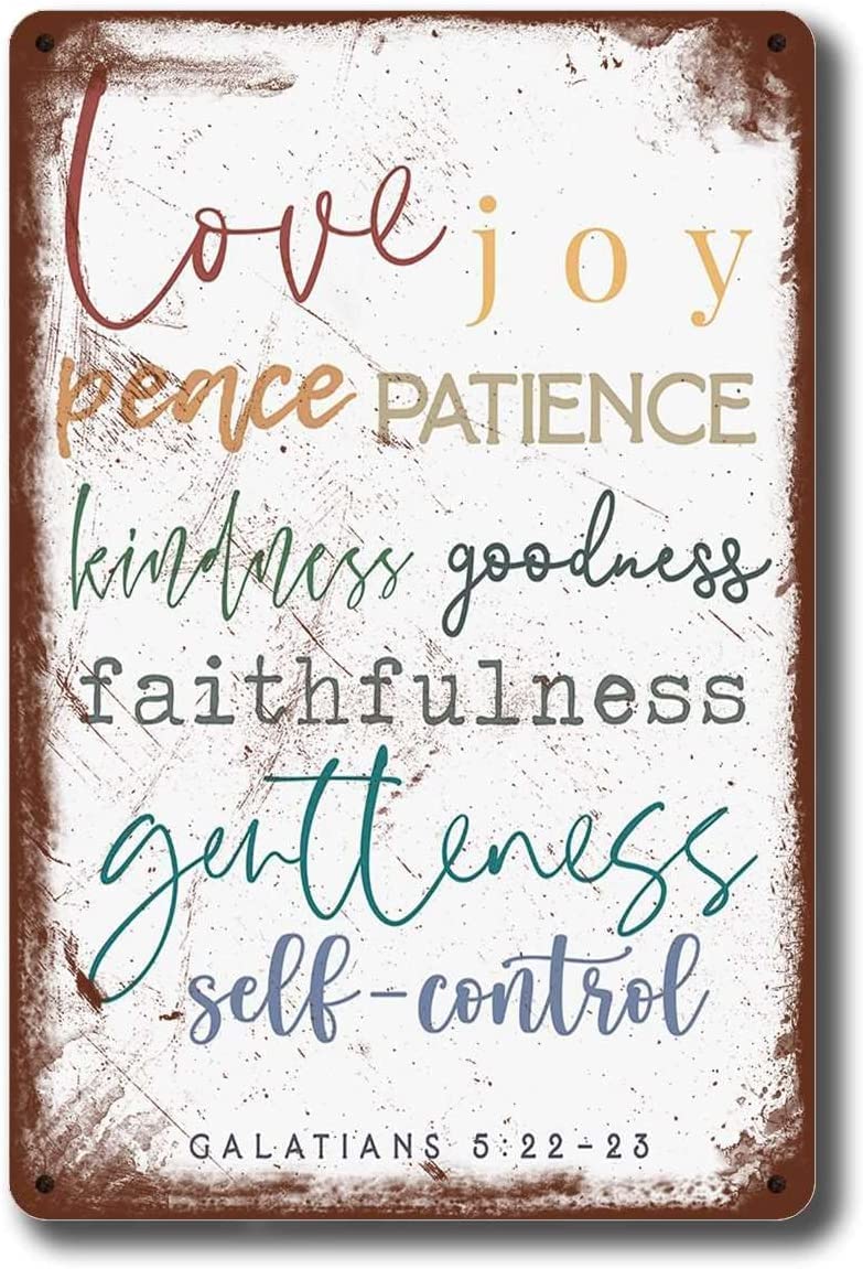 Homeoanimal 17 Fruit Of The Spirit Metal Tin Sign For Cafe Bar Pub Home Kitchen Restaurant Wall Art Aluminium Signs Metal Poster Wall Plaque 12X16 Inch
