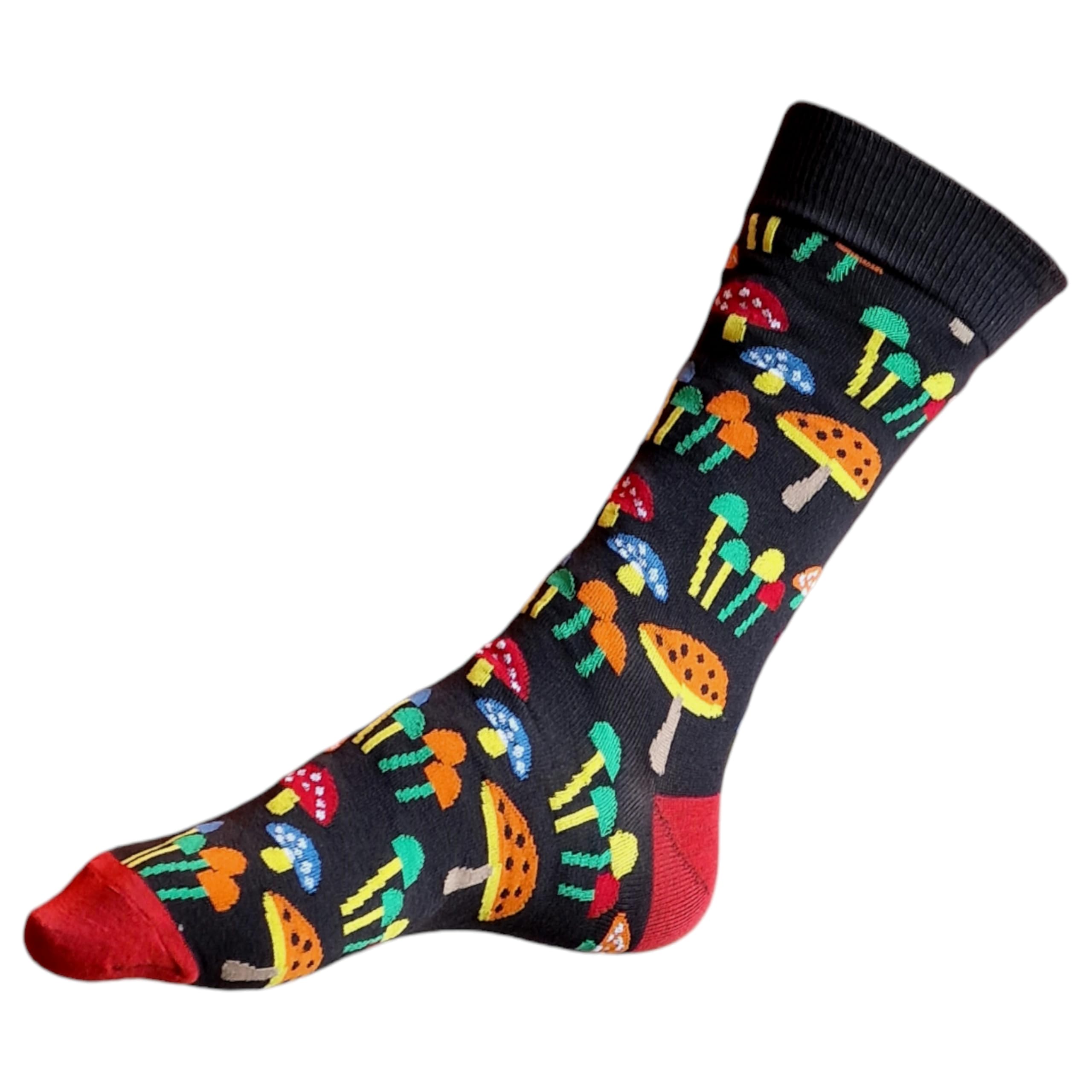 Sock Shack Men's Multicolour Magical Bright Mushrooms Toadstools Socks One Pair 6-10 Uk / 39-44 Eur / 7-11 Us