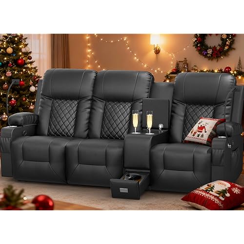YONISEE 3 Seat Recliner Sofa, Large Reclining Sofa with Storage Console, Manual Reclining Chair with USB Ports, 2 Cell Phone Holder, 3 Seater Loveseat Recliner Couch for Living Room