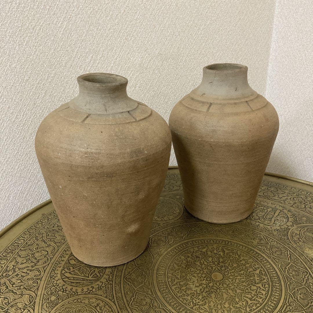 珍品　古壺2点〈検 須恵器　朝鮮　李朝　渥美壺　三筋壺　古越前　古常滑　古備前 Amazon.co.jp: 珍 古壺2点検 須恵器 朝鮮 李朝 渥美壺 三筋壺 古