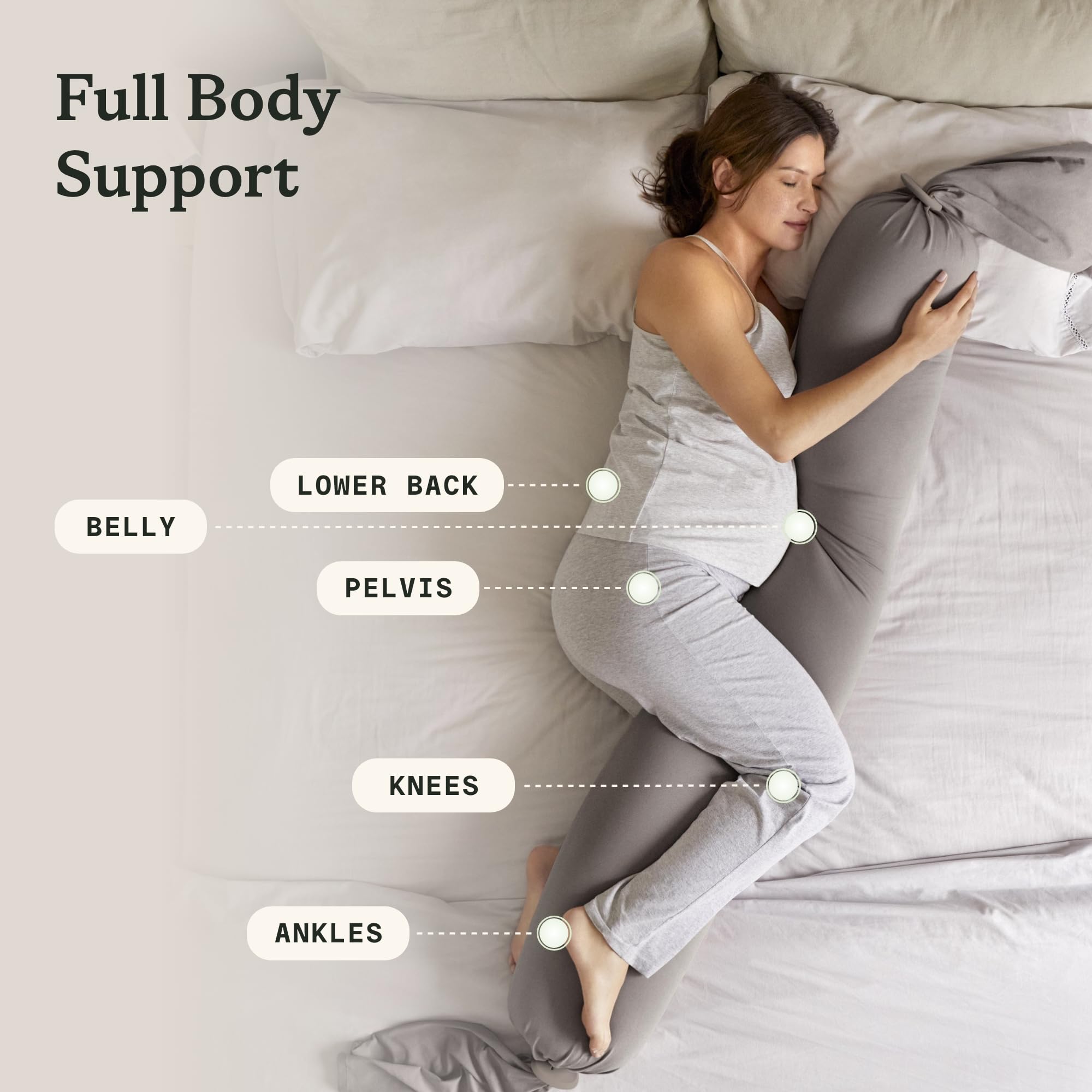 bbhugme Pregnancy Pillow Cover Stone - Replacement Cover for bbhugme Maternity Pillow - Soft Breathable Cooling Cotton Jersey Fabric - Machine Washable product thumbnail 7