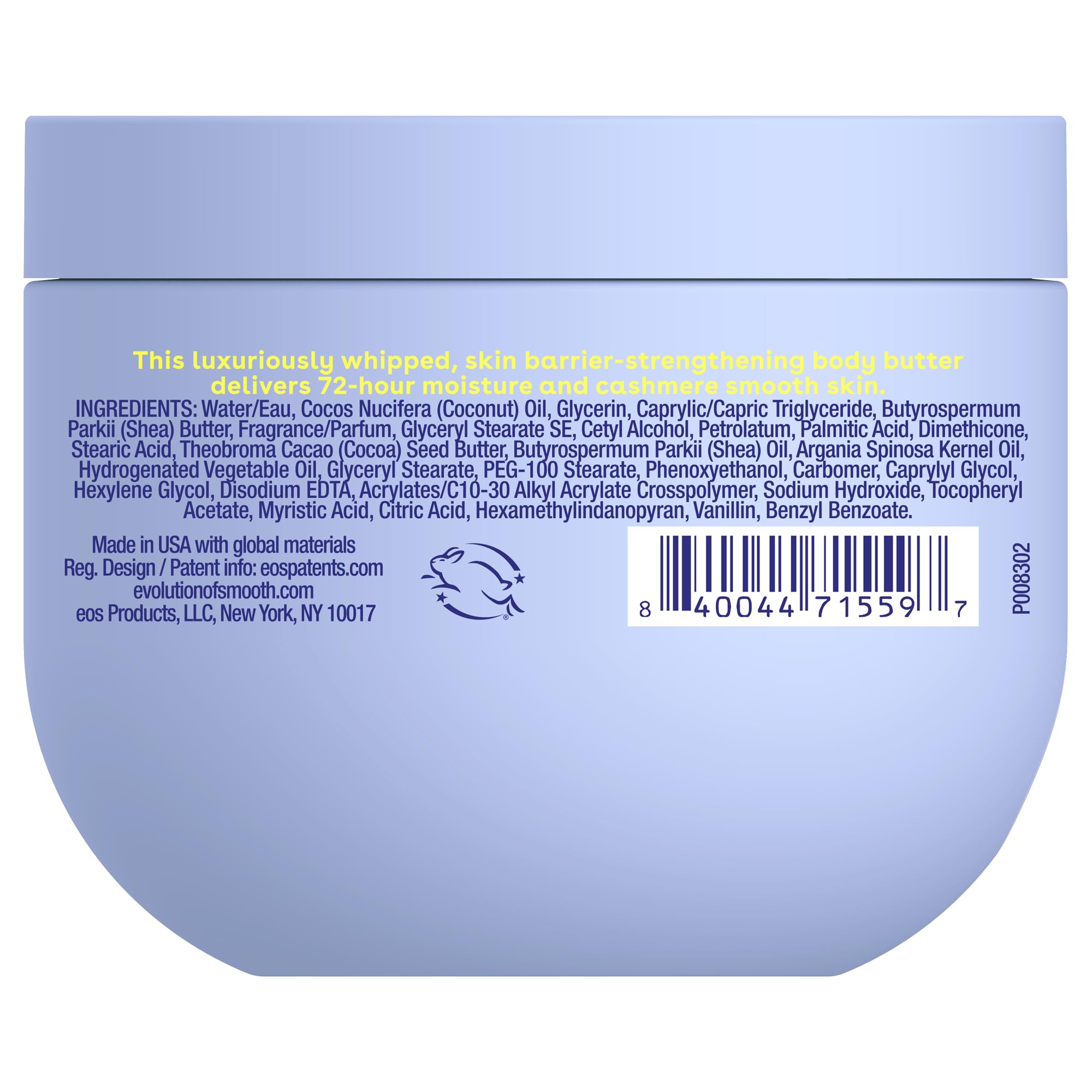 eos Beurre corporel à l'huile de cashmere Whipped Oil - Vanilla Cashmere 72 heures - Beurre corporel riche - Pour peaux sèches - 283 g
