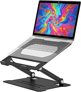 Suporte portátil ajustável e ergonómico para computador portátil, base de aço laminado a frio com refrigeração eficiente, elevador para computador portátil, melhor postura e ventilação