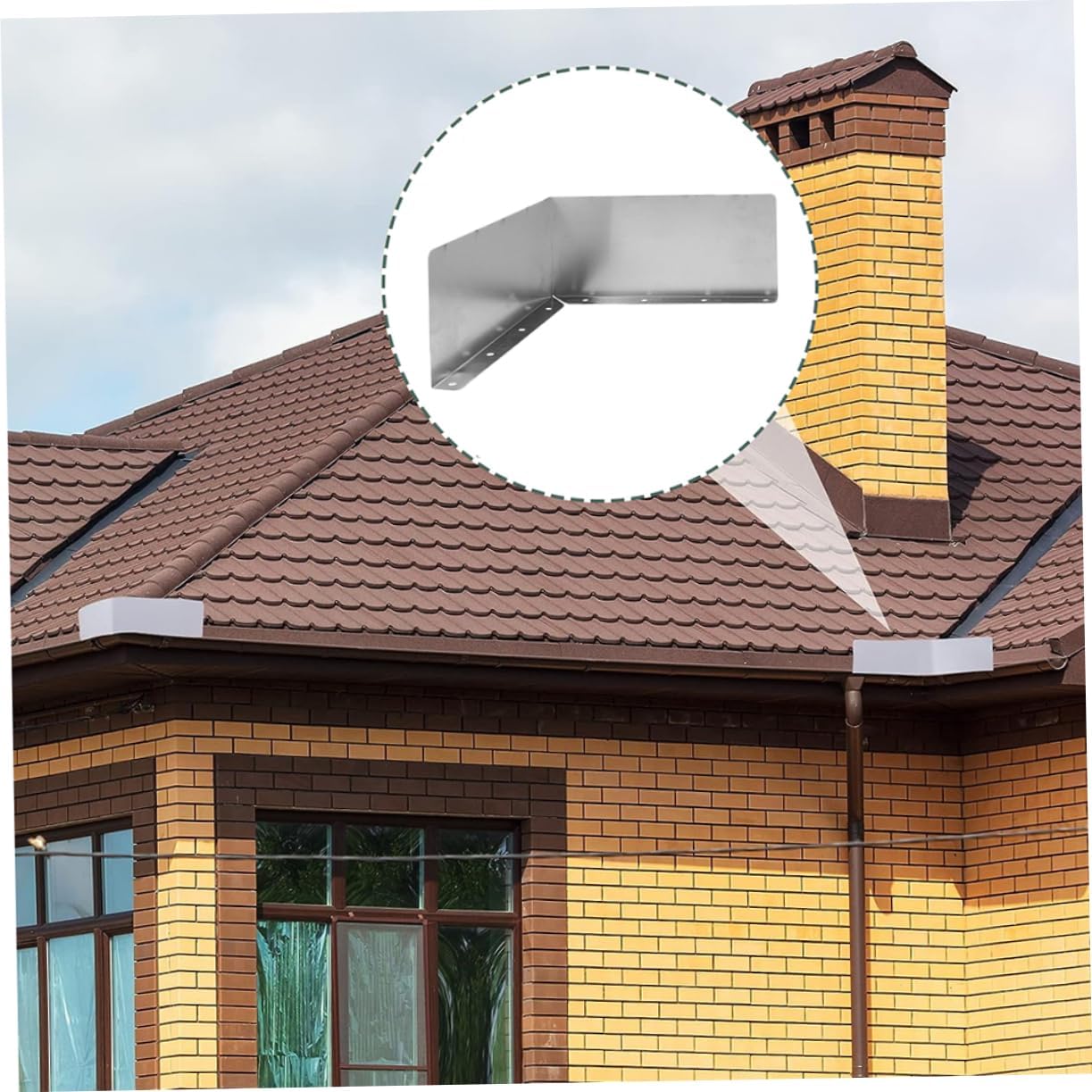 VICASKY 6-Piece Metal Rain Roof Corner Diverter Set Gutter Splash Guards for Residential Flat Roofs Sturdy Rain Diverter Easy Installation for Effective Water Drainage