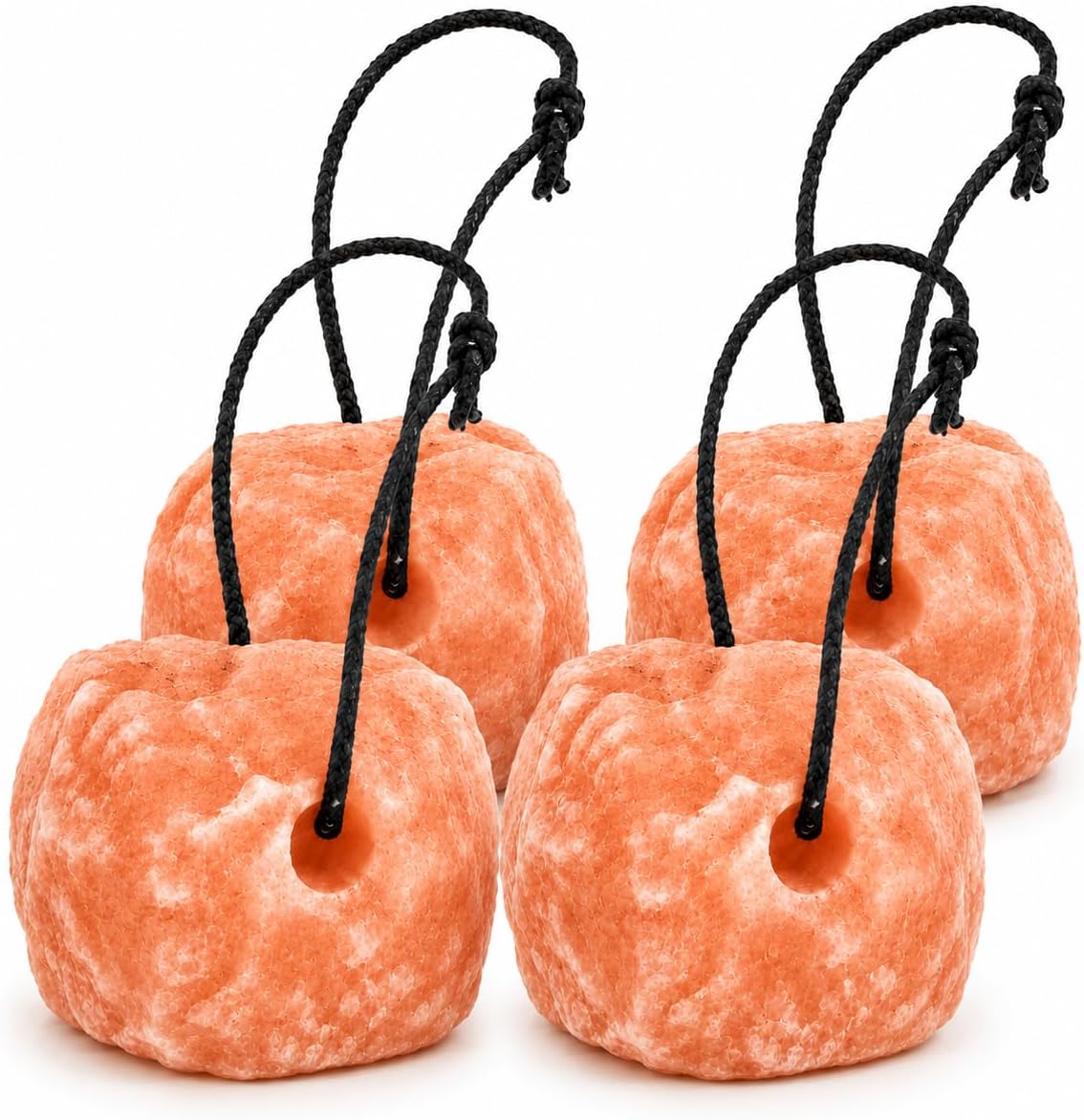 POHS Himalayan Salt Lick on Rope 6 lb Each (Pack of 4) for Horses & Livestock – Natural Pink Mineral Salt Block - Salt Lick for Goats, Deer, Cattle & Livestock – Long Lasting Himalayan Salt Block