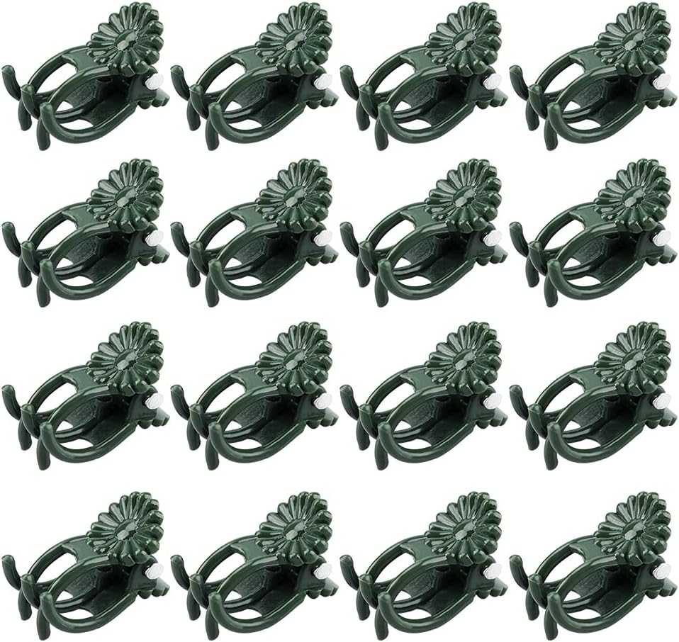 KINGLAKE Orchid Stem Clips,Medium Daisy Plant Clips, 100 Pcs Plant Support Clips Garden Flower Thick Plastic Vine Clips Dark Green (95230)