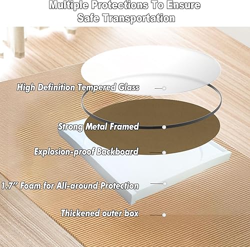 Miniatura 4 de Espejo redondo grande de 42 pulgadas, color negro, espejo de pared con marco de metal, moderno espejo de tocador circular de gran tamaño, espejos de