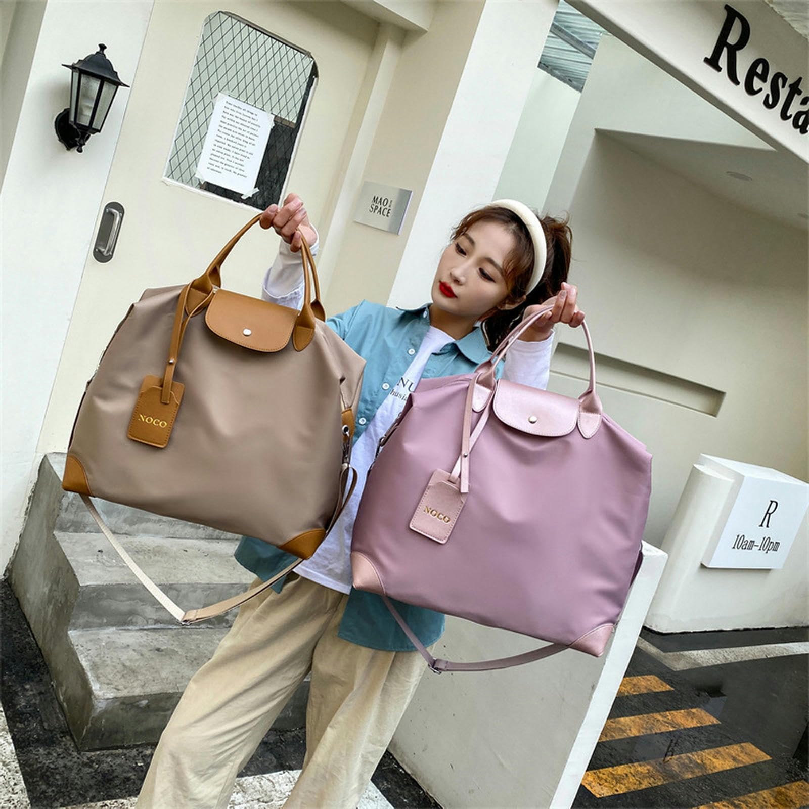 NOGRAX Schulrucksack Leichte Reisetasche Für Kurze Reisen Und Fitnessstudio Mit Großer Kapazität Handtasche Wochenendgepäck Duffle Beutel Frauen Yoga Fitness-Braun