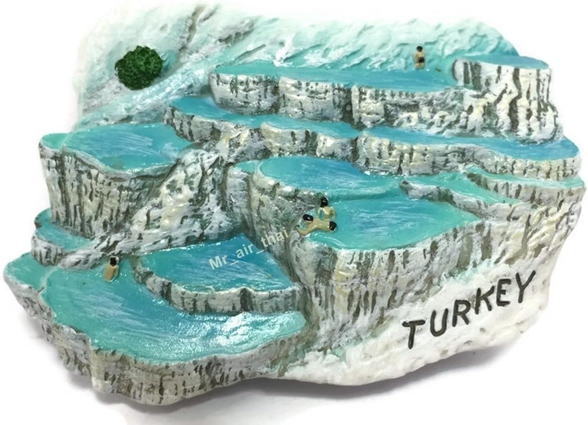 WitnyStore Tiny Pamukkale in Denizli, Turkey Türkiye Western Asia Tourist Attractions Resin Refrigerator Magnet Traveler Souvenir Gift Memento 3D Fridge Magnets