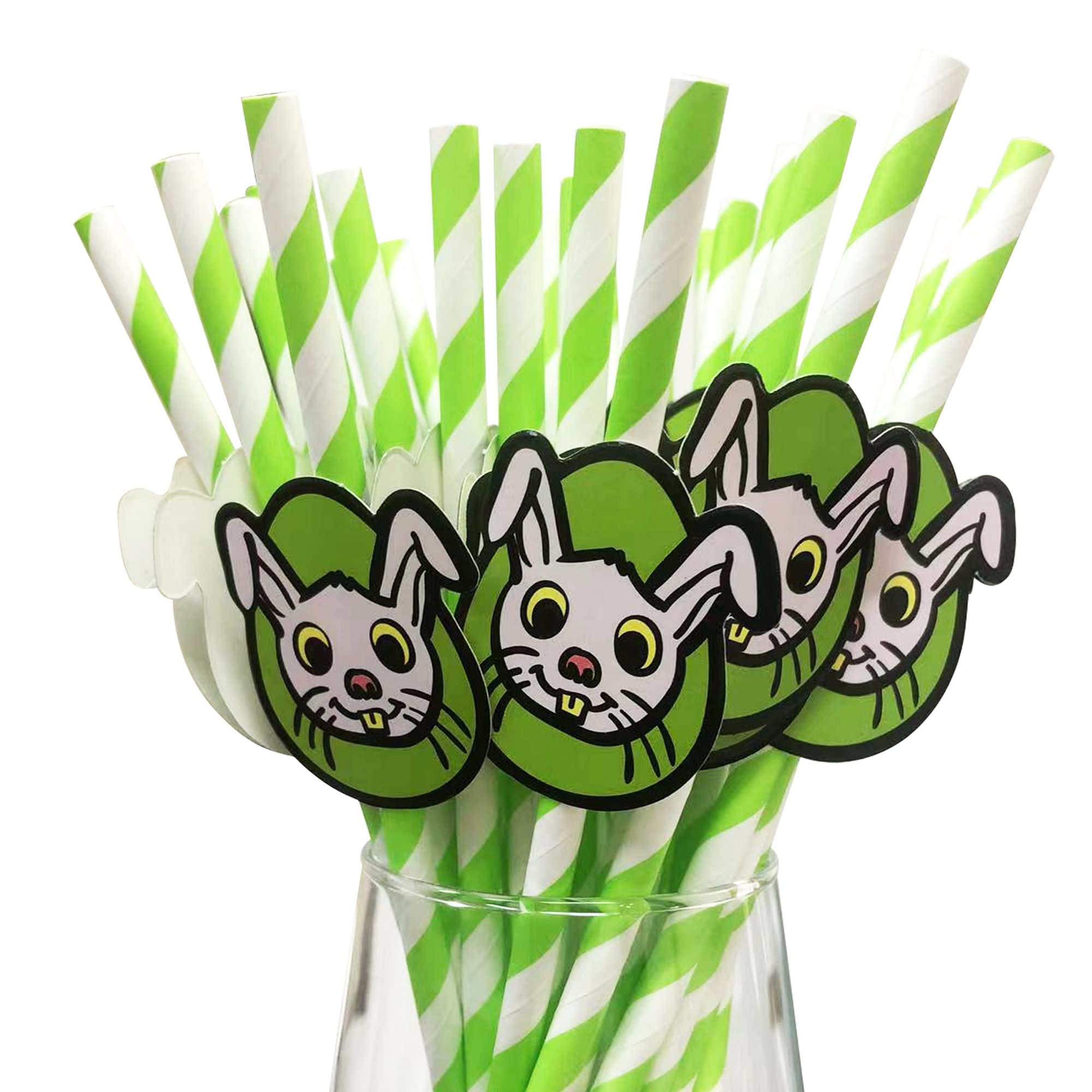Yeodong30 PCS Easter Decor Paper Straws for drinking Straw for Party Supplies,Easter,Juice,shakes,Smoothies,Cake pop sticks(Bunny)