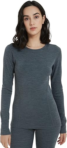 METARINO Camisa térmica de manga larga de lana merina para mujer de peso medio para senderismo caza ciclismo deportes