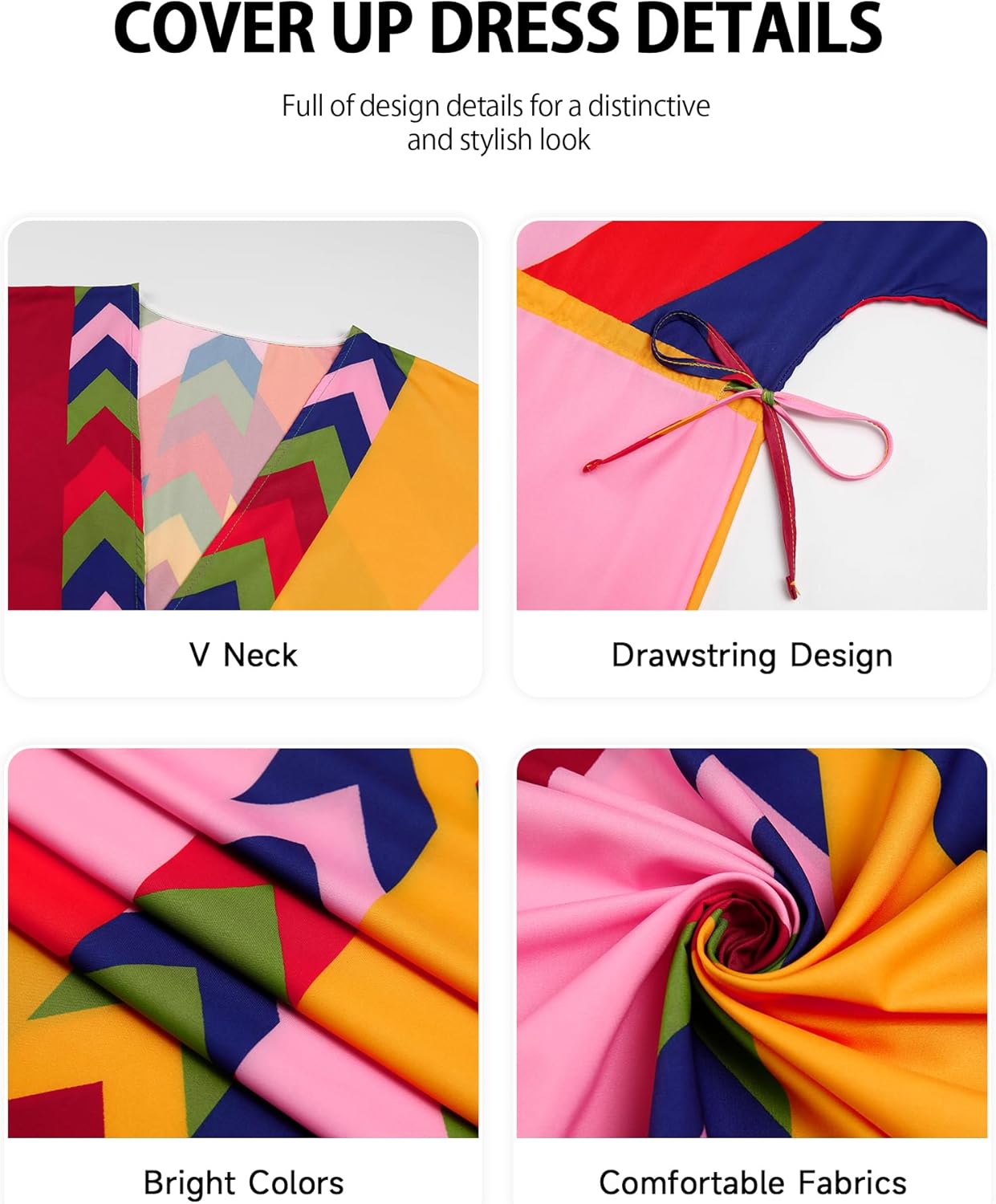 Bsubseach Kaftan Dresses for Women Bathing Suit Cover Up Beach Caftan with Drawstring - Image 5