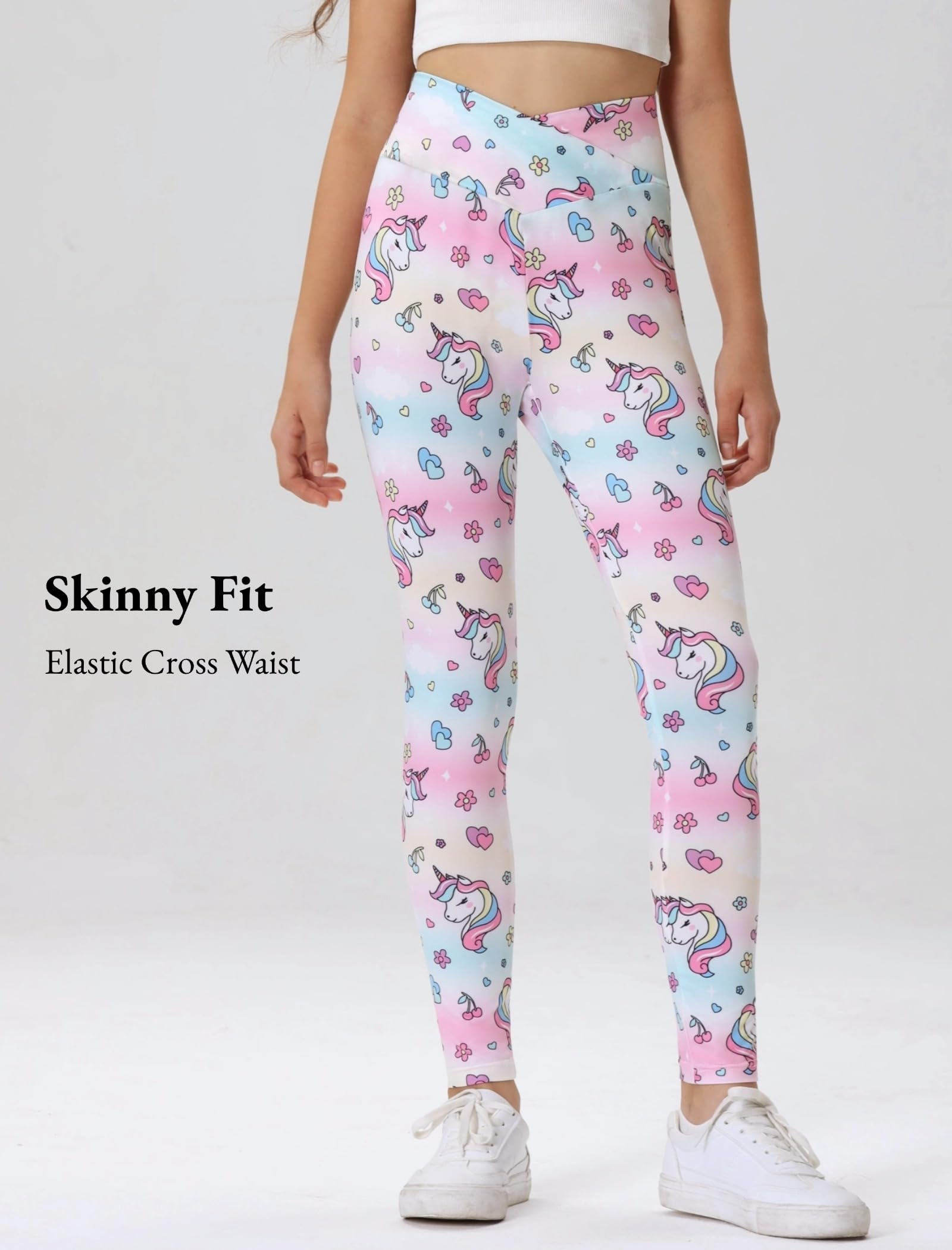 EXARUS Leggings da ragazza Flare/Skinny Yoga Pantaloni Leggeri Piatti/Crossover Vita Multipack Danza Vita Alta Morbido 6-14Y
