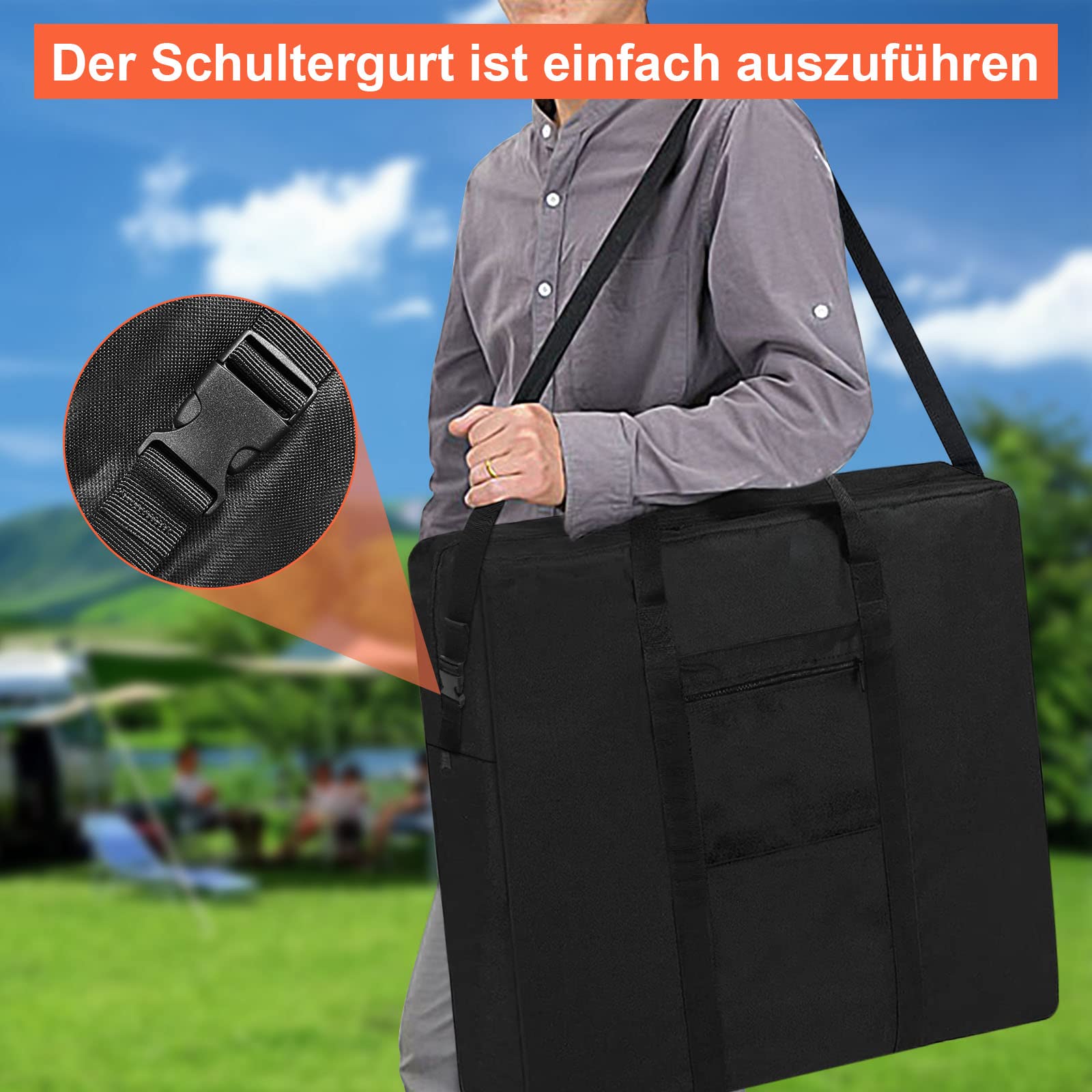 Kingling Tasche für Solarpanel, Staubdichte Solarmodul Tasche passend für 100 Watt Solarpanel, Faltbare Solarpanel Aufbewahrungstasche (Kann Zwei Sonnenkollektoren aufnehmen) - 66 x 56 x 10 cm
