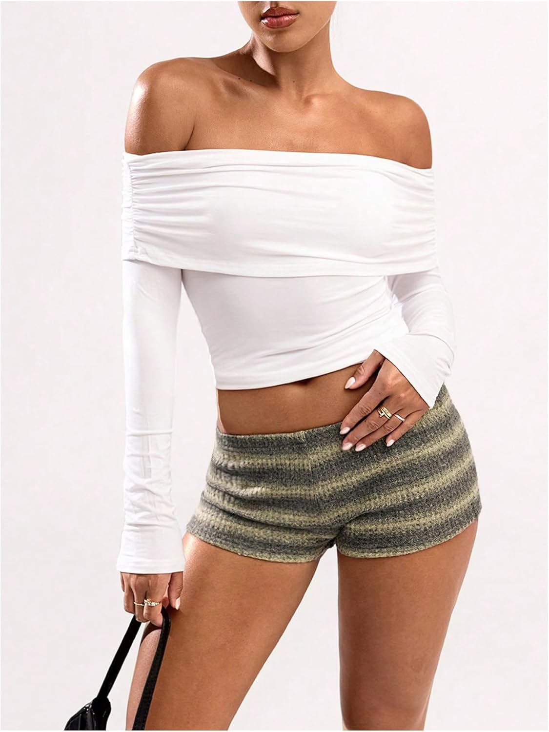 SOLY HUX Women's Knit Micro Shorts Striped Y2k Low Rise Booty Mini Shorts Color Block Strechy Loungewear - Image 5