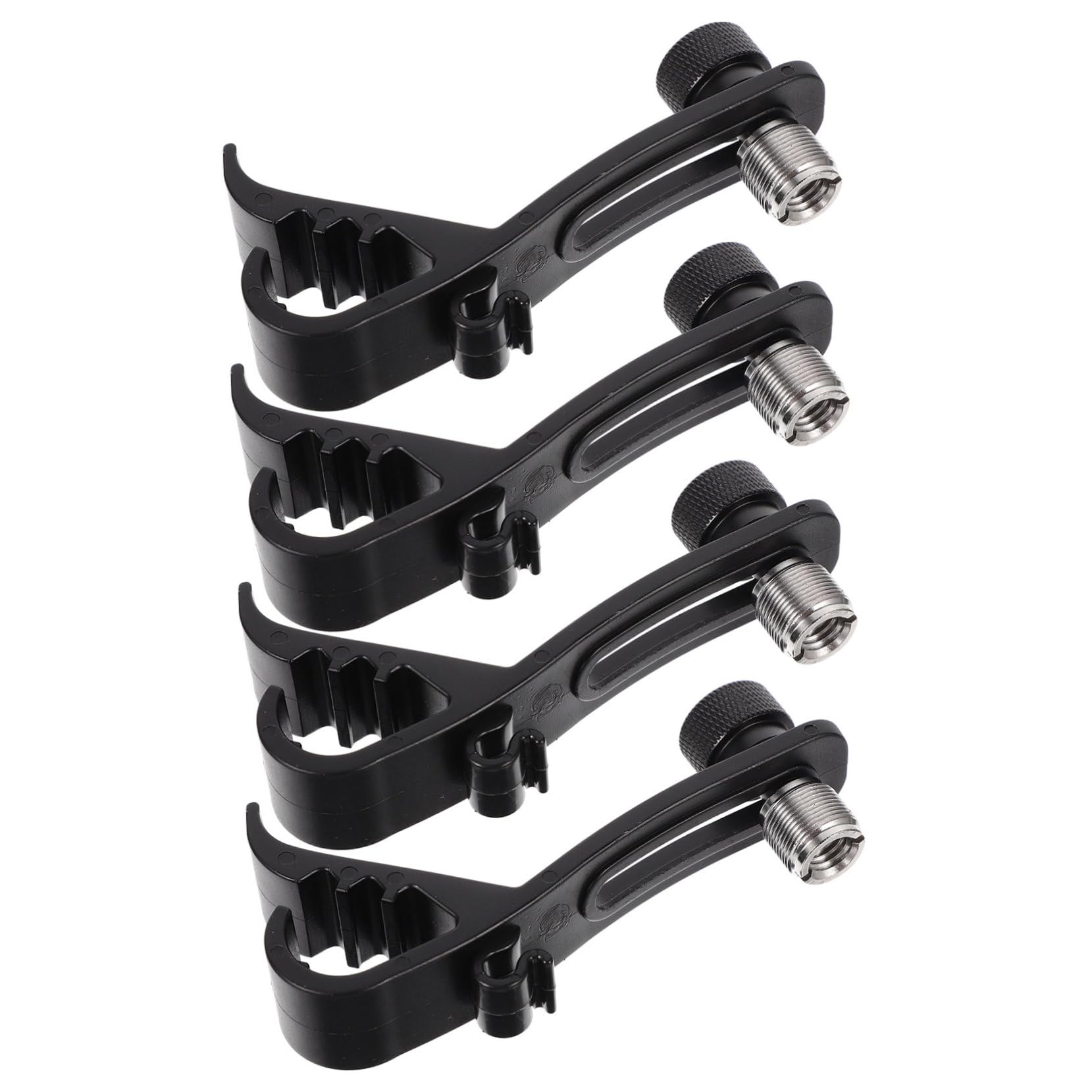 CONGARTENO 4Pcs Shockproof Microphone Holder for Drum Kit Durable Rim Mount Clip Fit for Standard Drums Securely Holds Handheld Microphones for Musicians and Performers