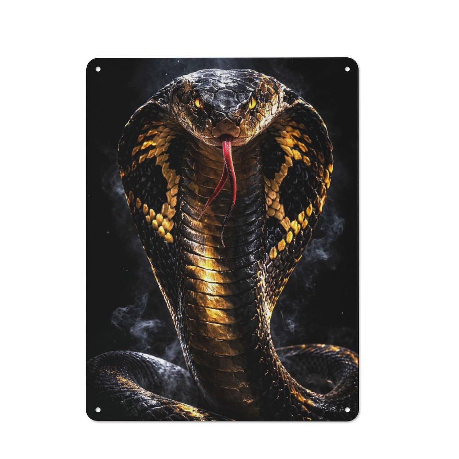 Junmoney Style-21 Modern Retro Decorative Metal Plaque 40X30cm Featuring Fierce Cobra Snake Portrait, Loft Wall Plaque For Flat, Bar, Studio Or Gallery Wall