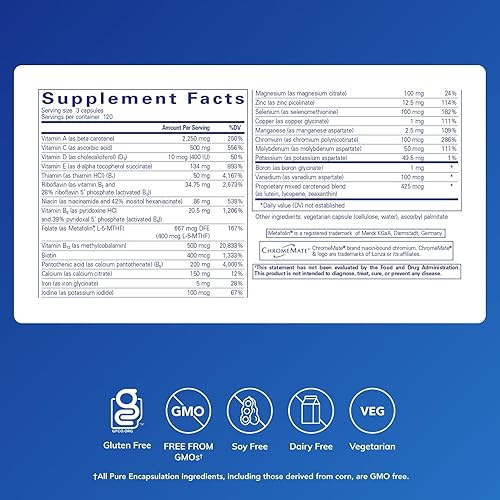 Miniatura 9 de Pure Encapsulations Nutrient 950  Suplemento mineral multivitamínico para apoyar las funciones fisiológicas y un estilo de vida saludable  180
