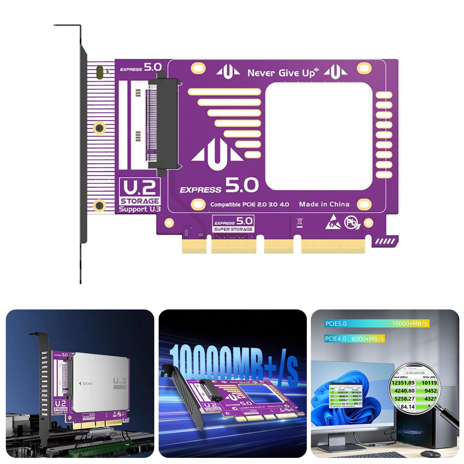 GMBYLBY PCIe5.0 NVMe Expansion Adapter Card for PCIExpress 5.0 Solid Disks Fits PCIExpressX4 Slot