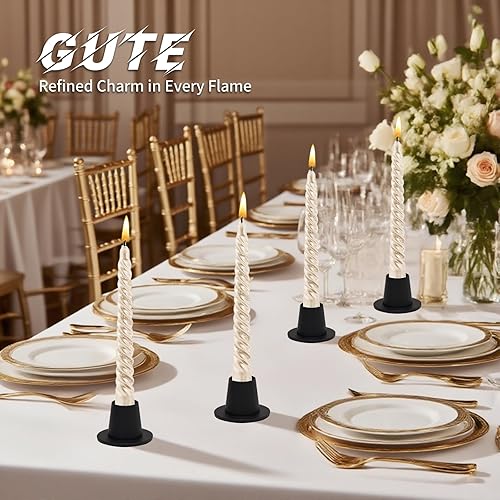 Miniatura 5 de Juego de 4 portavelas cónicos negros Portavelas negro cepillado, portavelas cónicos redondos para decoración del hogar, boda, aniversario, fiesta,