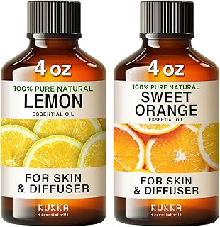 Lemon Essential Oil for Diffuser & Orange Essential Oil for Diffuser Set - 100% Natural Aromatherapy Grade Essential Oils ...