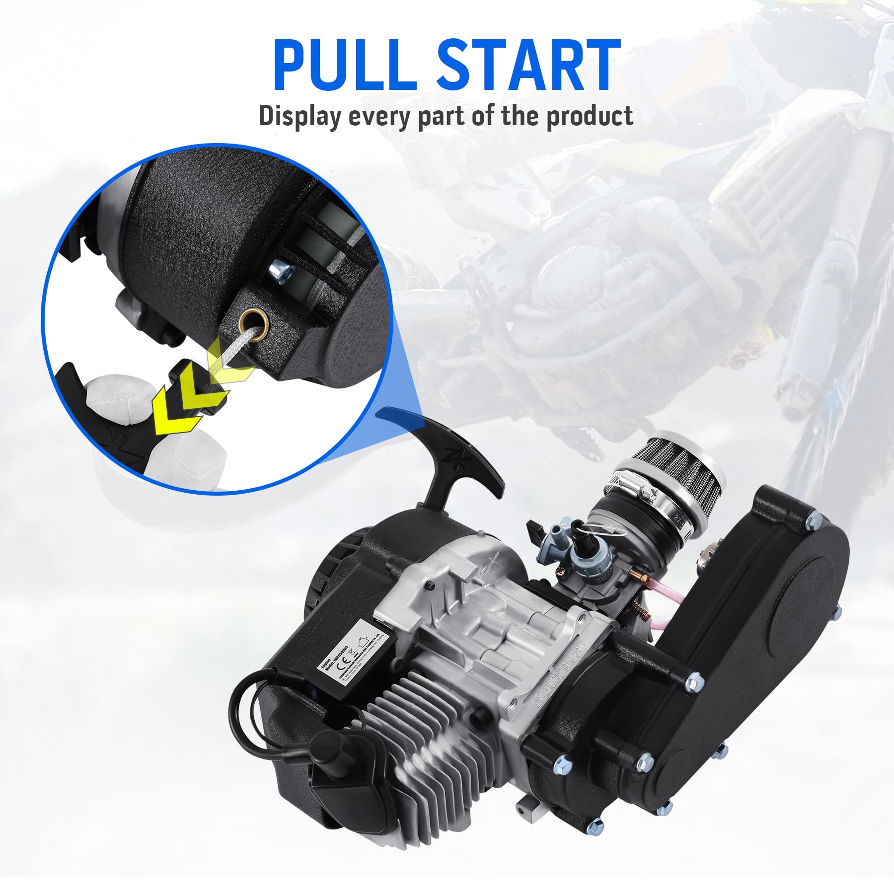 Samger 49cc 50cc 2-Takt Engine Motor Dirt Bike Cross Pocket Bike Dirt Bike Mini ATV Quad Transmisión Carburador