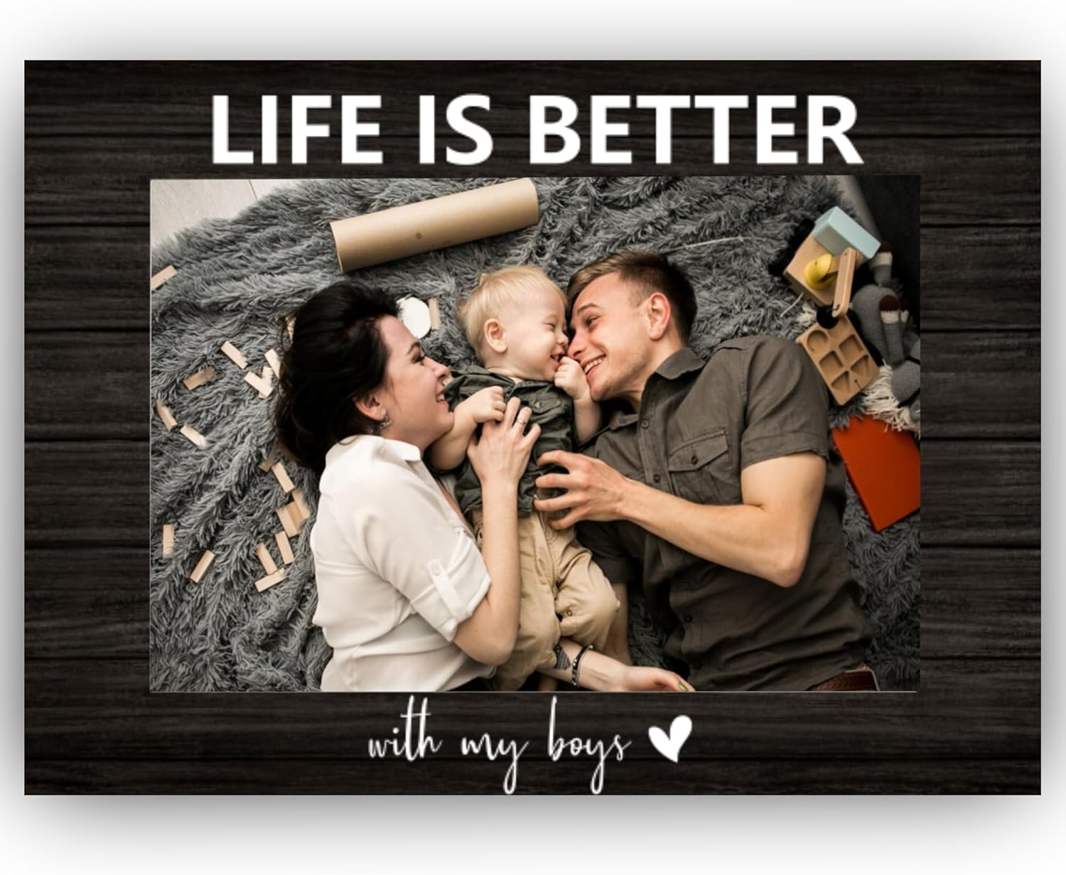 Life is Better with My Boys Picture Frame, Boy and Mom Father Grandparent Photo Frame, 4x6 inch Photo