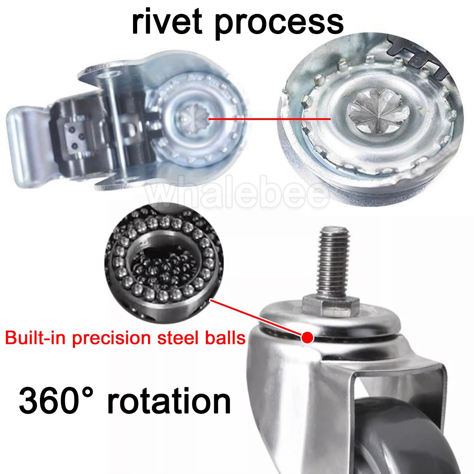 4 Pezzi Ruota Girevole Con Freno, Ruote Con Filettata M14/M16/M20×30mm Ruote Pivontanti Per Mobili 75/100/125mm Ruote Per Carrelli Silenziose, Per Carrello Da Cucina, Carrello DIY