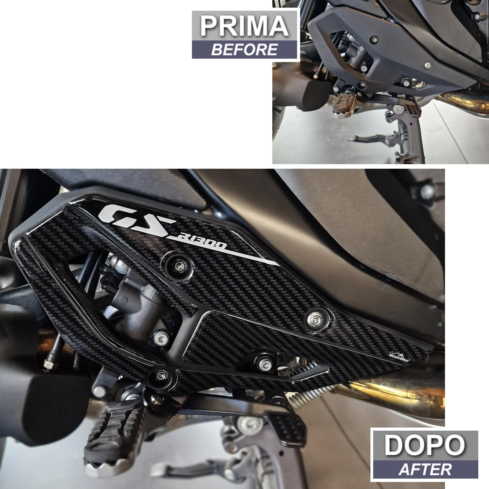 Resin Bike Adhesivos de Moto Compatibles con BMW R 1300 GS 2023-2026. Protección Talonera para Moto de Choques y Arañazos de Moto. Adhesivo 3D Resinado - Made in Italy