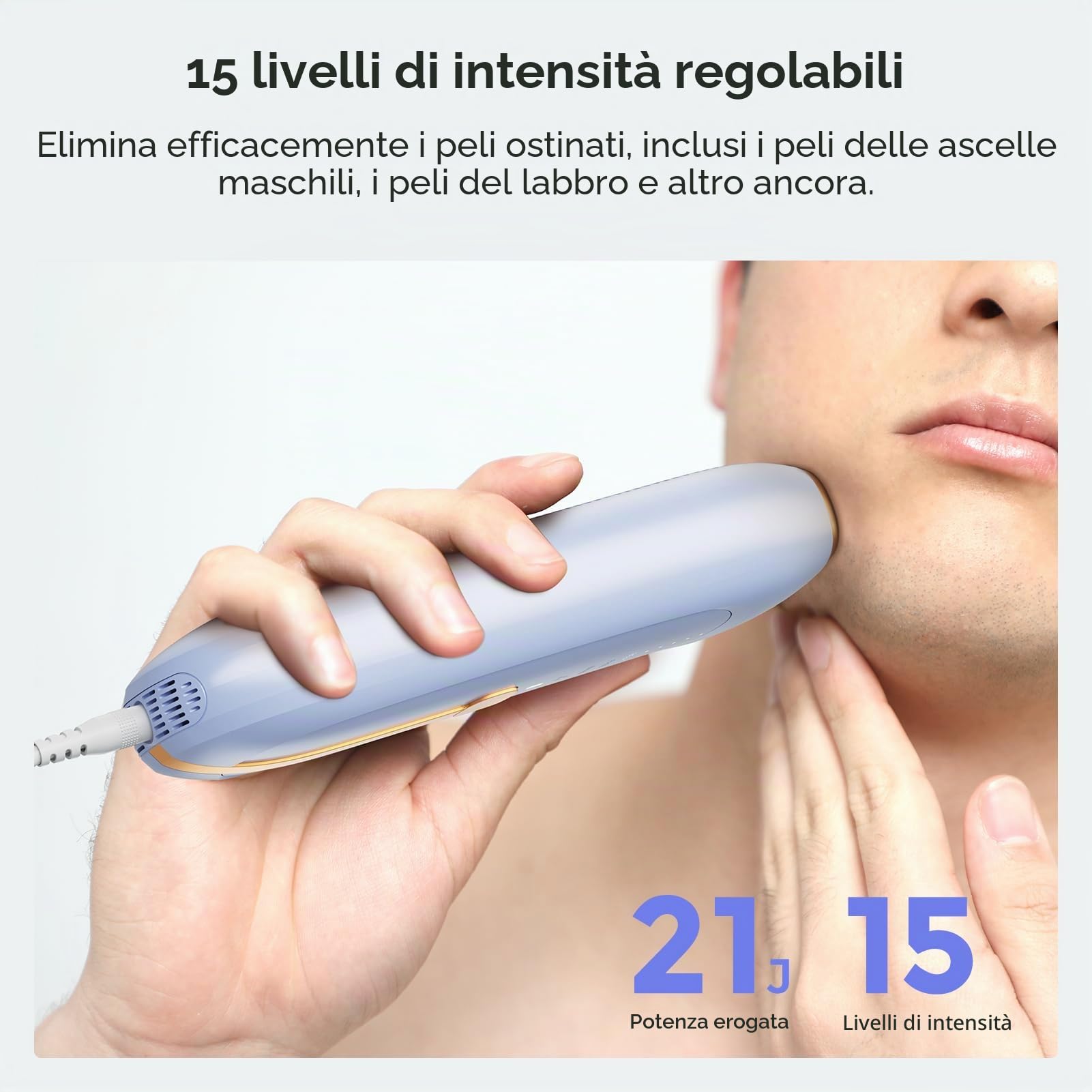 Dispositivo di Depilazione con Raffreddamento a Ghiaccio di Zaffiro, Epilatore Luce Pulsata Laser per Donne e Uomini, Bikini, Ascelle, Gambe