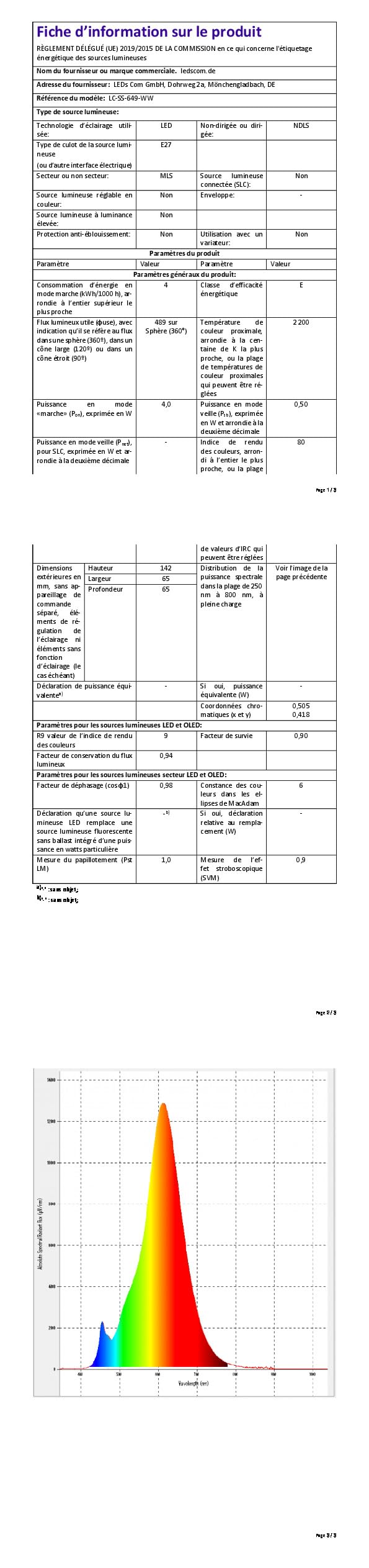 ledscom.de Kabel konopny LEKA, wtyczka, przełącznik, 8 m, gniazdo lampy, w tym 3x żarówki LED E27, ST64 (4 W, 489 lm, bardzo ciepła biel)