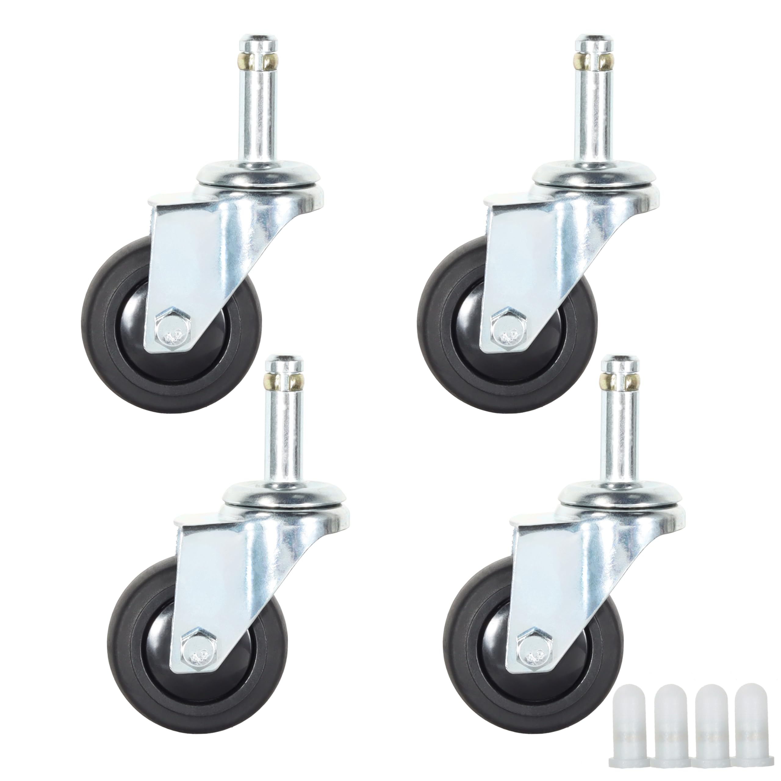 Koła jezdne Stem, 7/16" x 1-3/8" Koła obrotowe z hamulcem Koła TPR o nośności 200 funtów Koła zamienne Zestaw 4 kółek (bez hamulca, 2 cale)