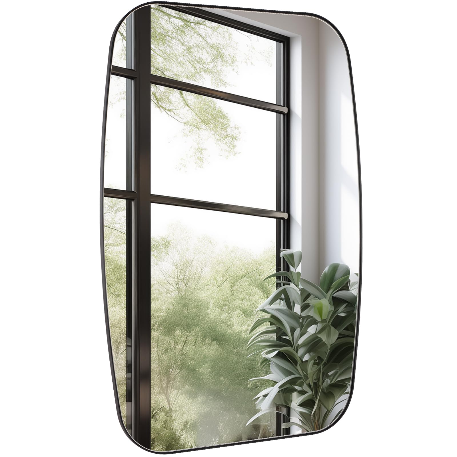 Black Oval Mirror 32 40 Bathroom Mirror for Wall Vanity with Stainless Steel Metal 0 8 Thin Frame
