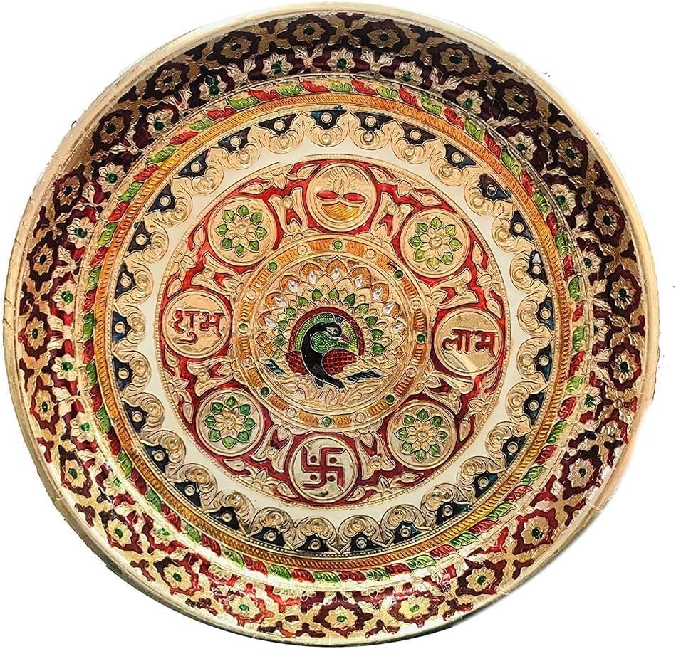 Thali de Pooja Jaipuri artesanal con Katori y Lota ideal para la celebración de Karwachauth