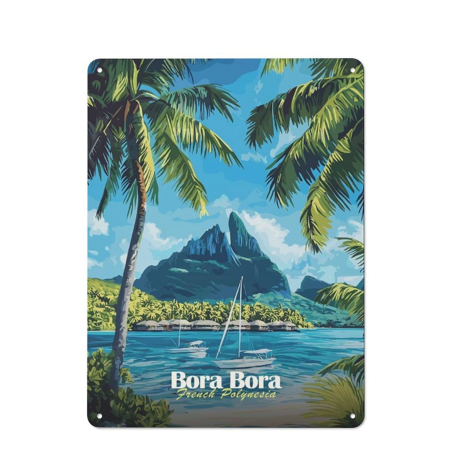Junmoney Style-17 Bora Bora Tropical Paradise Industrial-Style Metal Sign 40X30cm For Living Room Wall, For Collectors Decorating Living Rooms And Feature Walls