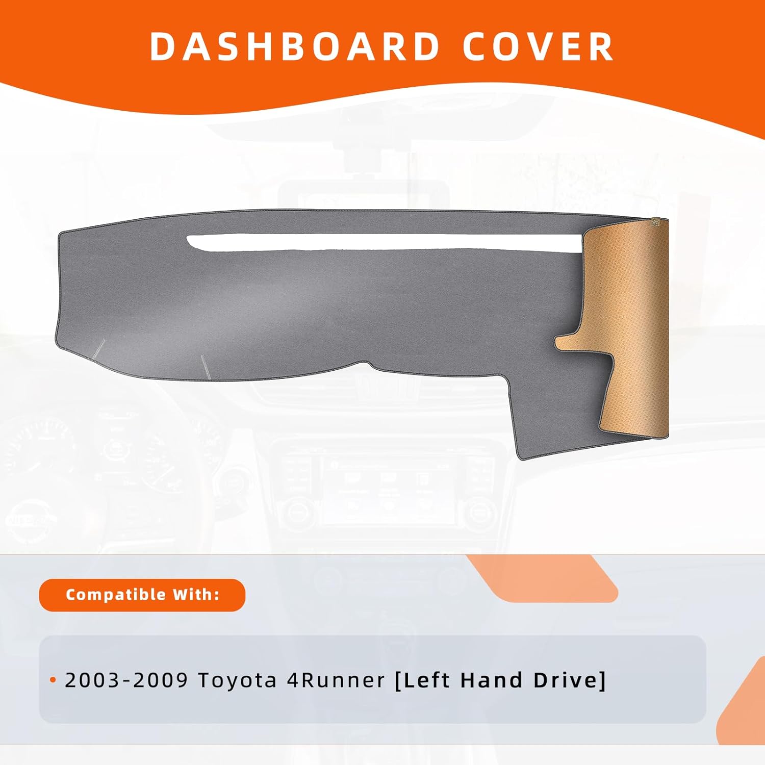 KEYOOG Dashboard Cover Dash Mat Fit for to-yota 4Runner 2009-2003 (for Left Hand Drive),Car Dash Board Mat Anti-Glare Carpet,Non-Slip Pad Sunshield Protector (Grey)