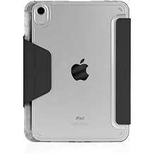 STM OPP Case for iPad mini A17 Pro/6th Gen Ultra-Slim Folio Cover with Origami Stand, Crystal Clear Back, Drop Protection, Integrated Apple Pencil Holder, Easy Port Access Black