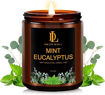 Mint Eucalyptus Candle, 7oz, Soy Scented Candle with 50 Hours Burn Time