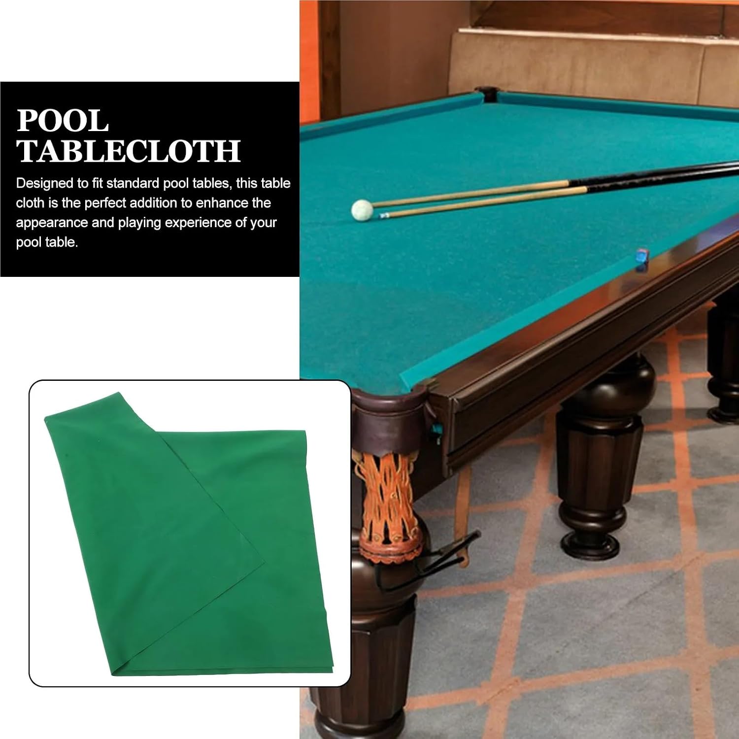 Professional Grade Pool Tablecloth Fits Standard Tables Double-Sided Versatile Felt Cloth for Indoor Billiard Table