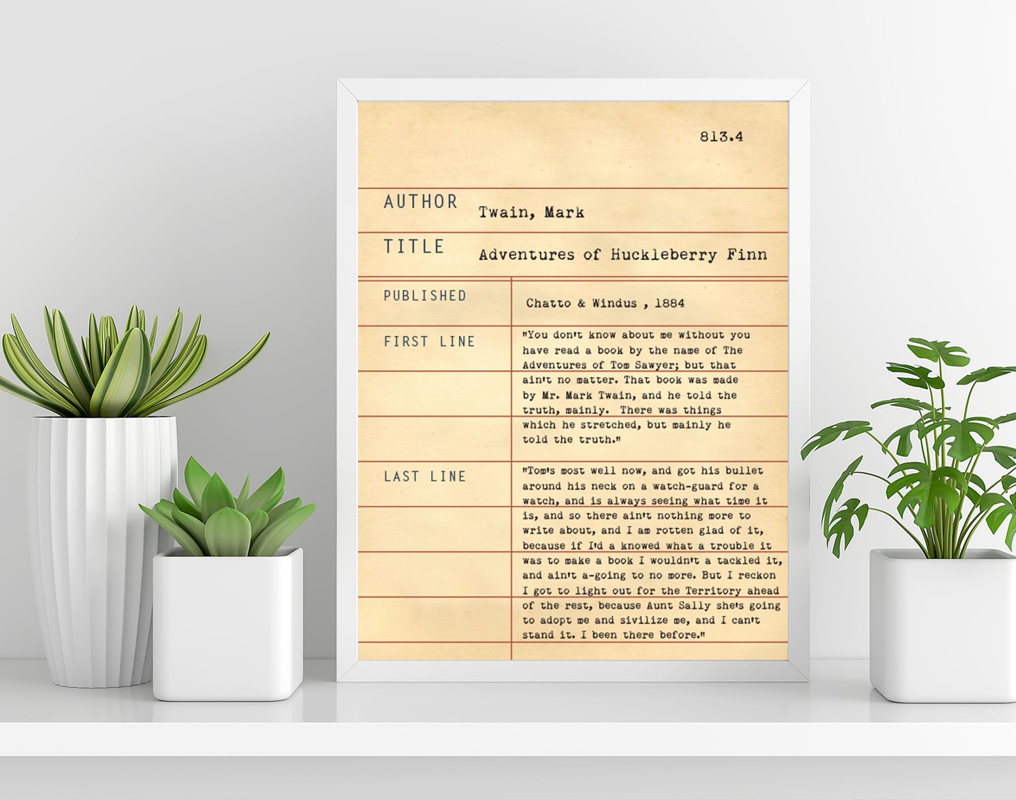 Huckleberry Finn by Mark Twain. 4 Sizes. Literary Art Print. Library Card Poster. Reading Literature Quote. Book Lover. Librarian English Teacher Classroom - Image 2