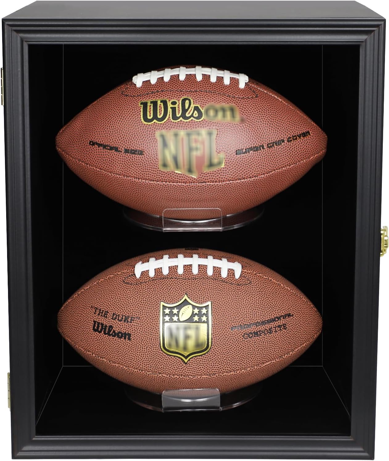 Football Display Case Wall Mount Lockable Clear View Full Size Anti Fade UV Protective Acrylic Door Wooden Signed Memorabilia Football Box Shelf Holder-Single Ball