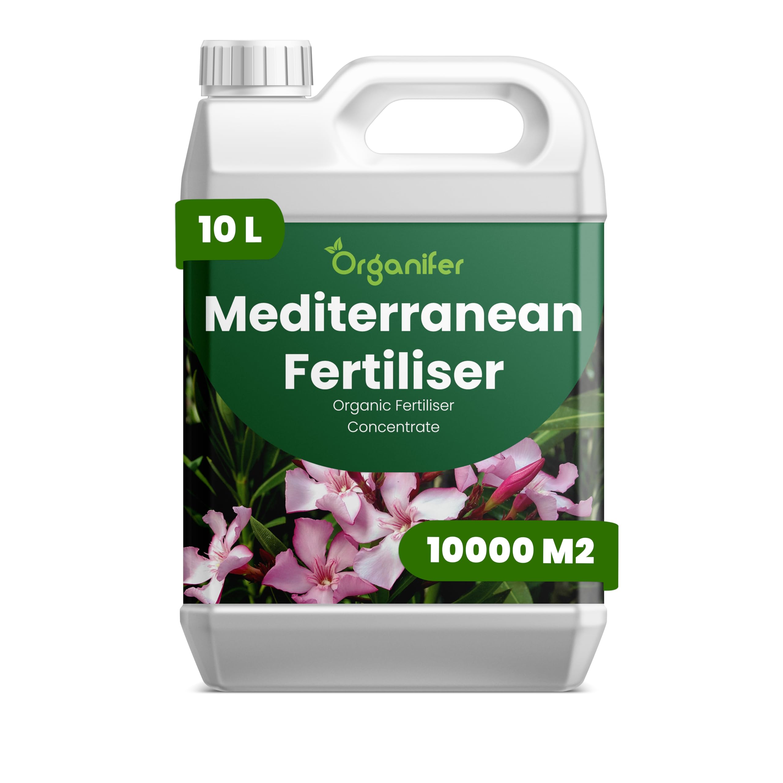 Mediterranean Pflanzen Flüssigdünger - 10L - NPK 3-4-3 | Flüssig-Pflanzendünger Für Garten - Terrasse Und Mediterrane Kübelpflanzen - Organifer