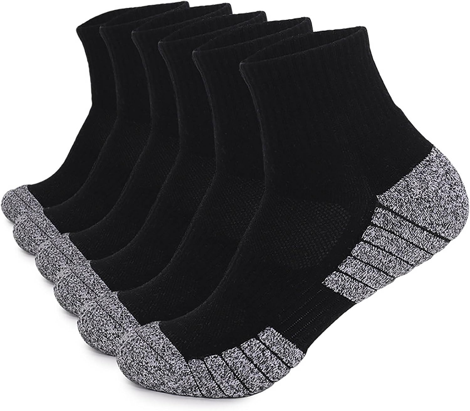 Men's Ankle Socks 6 Pairs Cushioned Heel and Toe for Training