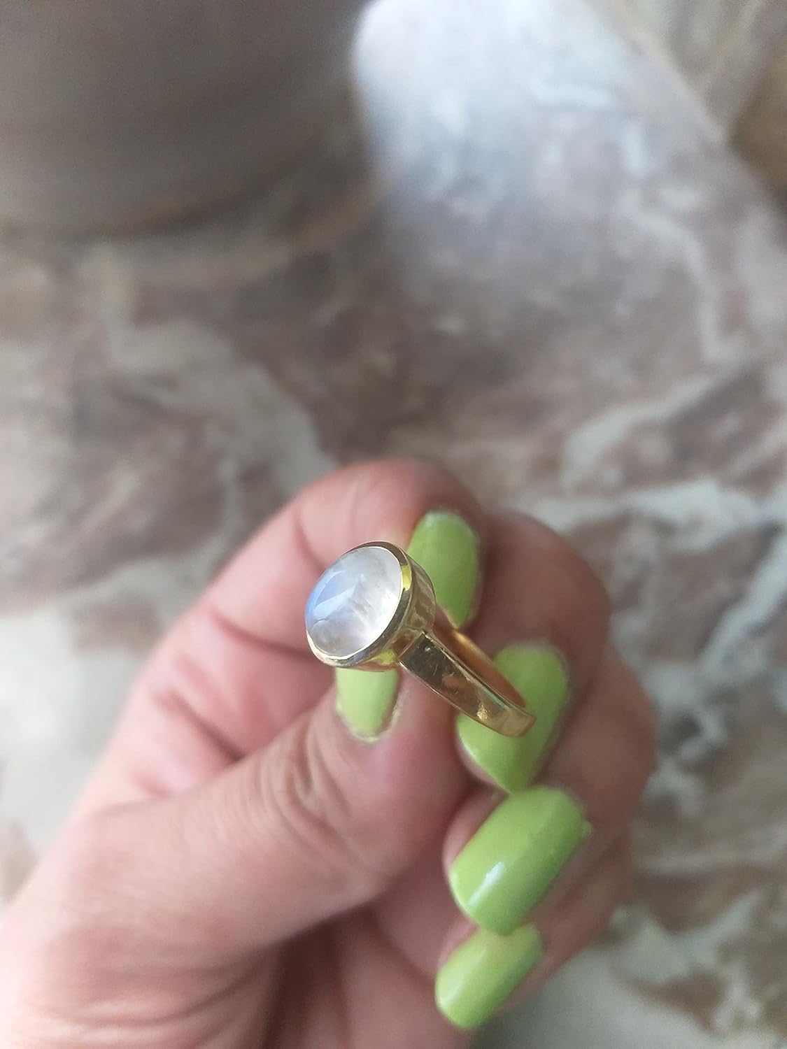 Natural Rainbow Moonstone Ring, Gold Plated Ring, June Birthstone Ring, Blue Flash Ring, Healing crystal Ring, Promise Ring, Daily Wear Ring, Engagement Ring, Gift For Her, Women Ring