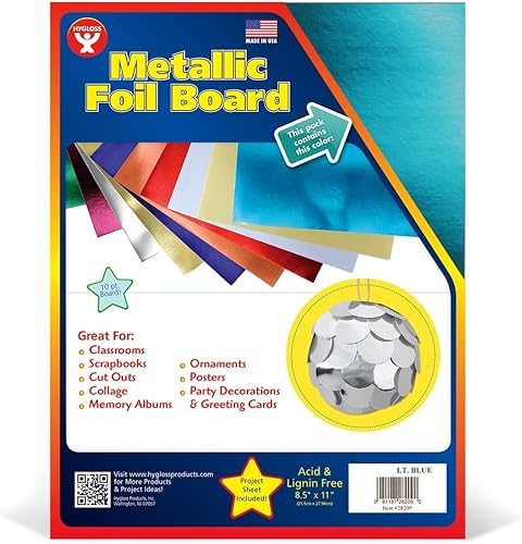 Miniatura 10 de Hygloss Hojas de papel de aluminio metálico para manualidades y actividades en el aula y creación de tarjetas, paquete de 25, 8.5 x 11 pulgadas,