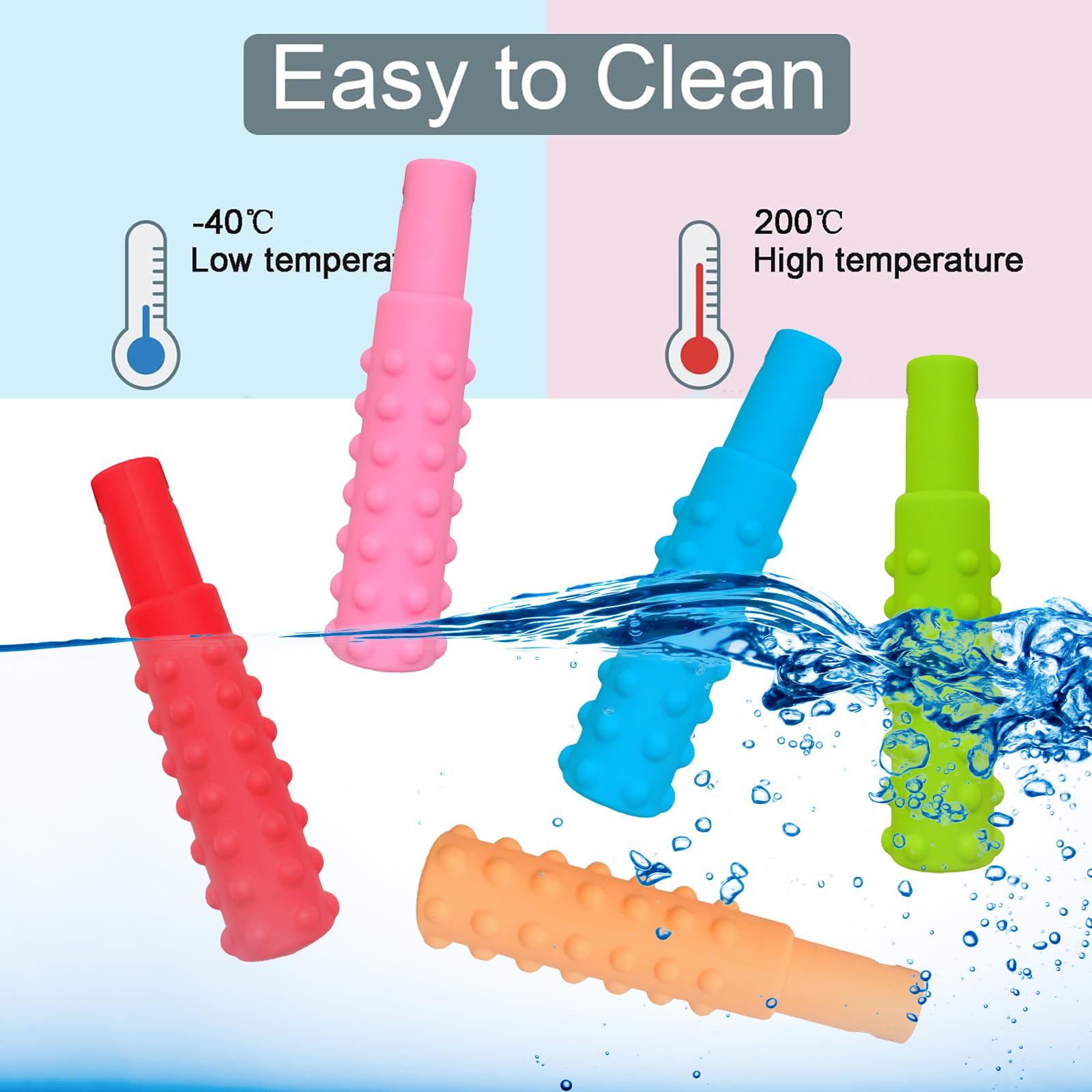 FITULABO Silicone Sensory Chew Necklace, 5 Pack Chewy Buddy Toys for Autism ADHD SPD, Multicolor - Image 4