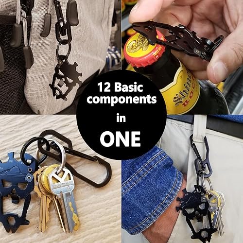 Miniatura 6 de EDC - Máscara de calavera multiherramienta con llavero antipérdida, mosquetón de acero inoxidable 12 en 1, mini herramienta para uso doméstico y