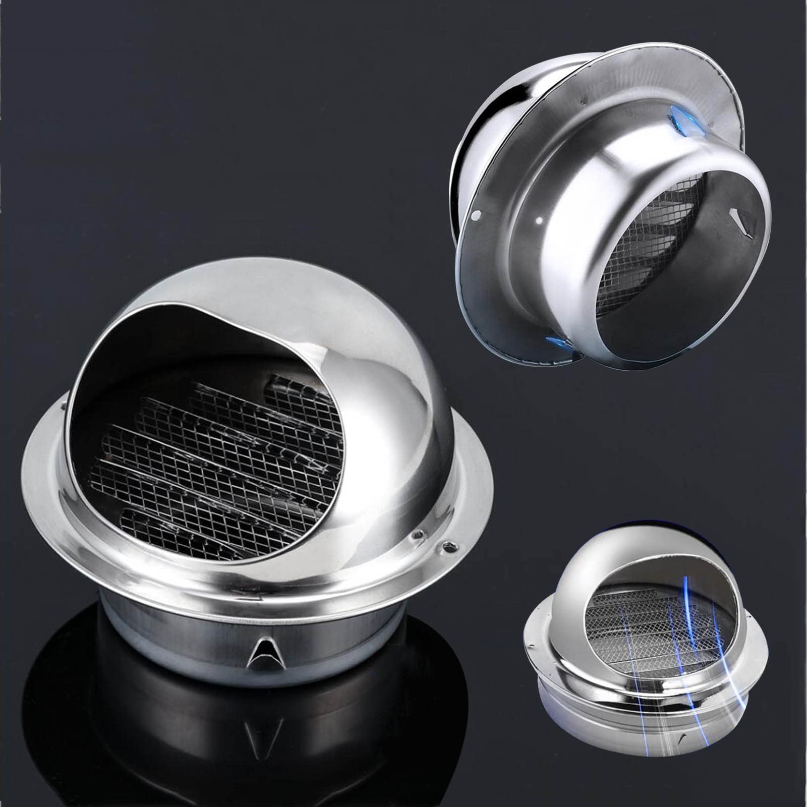 Tapa De Ventilación para Casa, 80mm 125mm 150mm 200mm 300mm Rejilla Redonda Tapa De Ventilación, Campana De Ventilación De Acero Inoxidable 304, Protección contra La Intemperie